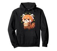 Gato de bambú Panda Rojo Kawaii Munching Happily Sudadera con Capucha