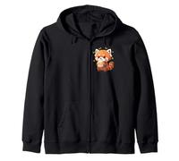 Gato de bambú Panda Rojo Kawaii Munching Happily Sudadera con Capucha