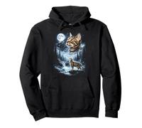 Gato de Bengala Aullando a la Luna 90 Retro Sudadera con Capucha