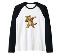 Gato de Bengala Dabbing Camiseta Manga Raglan