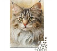 Gato de Bosque Noruego Puzzle Acuarela Gato para Adultos Y Niños, 1000 Piezas De Diversión En Familia, Un Desafío Emocionante para La Noche De Juegos 38x26cm/1000pcs
