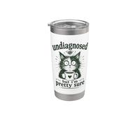 Gato de café divertido sin diagnosticar pero estoy bastante seguro Vaso térmico de acero inoxidable de doble pared