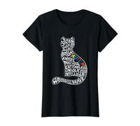 Gato de concienciación sobre el Autismo Camiseta gráfica económica, Mujer, Negro, S