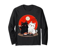 Gato De Dibujos Animados Comiendo Sushi Amante Mujeres Hombres Niños Lindo Manga Larga