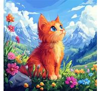 Gato de Flor de montaña Puzzle 90 Piezas para Adultos, DIY Rompecabezas Adultos 90 Piezas, Entretenimiento Creativo, Puzzles Clásicos, Juego de Habilidad para Toda La Familia
