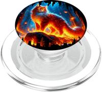 Gato de fuego llameante - Arte místico - Animales Espíritu Encantado PopSockets PopGrip para MagSafe