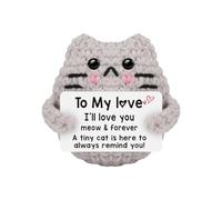 Gato de ganchillo de apoyo emocional, gato de ganchillo positivo con tarjeta , animales de peluche lindos inspiradores, muñeca de punto hecha a mano para adultos, mujeres, hombres, amigos