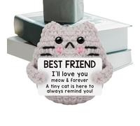 Gato De Ganchillo - Gato De Ganchillo Tejido Ya Hecho | Recordatorios De Gatos Hechos A Mano Con Mensaje, Animales Divertidos Para Compañeros De Trabajo, Amigos, Mamá, Abuela, Papá, Abuelo, Del