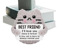 Gato de ganchillo ya hecho, gancho de gato positivo,Gato de punto a mano positivo con mensaje para - Animales de ganchillo divertido gatito, cesta de Pascua para colega, cumpleaños