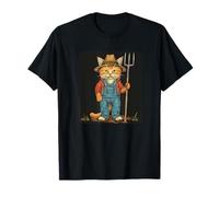 Gato de granjero con emblema de horquilla para un estilo campestre Camiseta