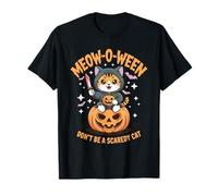 Gato de Halloween con Calabaza Meow-O-Ween Divertido Camiseta