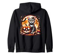 Gato de Halloween Gatito Calabaza espeluznante Jack o Lantern Linda Chica Sudadera con Capucha