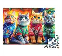 Gato de jardín lluvioso Sturdy Cardboard Gato de Navidads Decor Jigsaw Puzzle Adults Kids Cognitive Training Fun Activity Great Gift for Christmas Housewarming Lovers 70x50cm/1000pcs