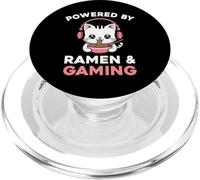 Gato de Juego impulsado por Gaming & Ramen Funny Gamer Cat PopSockets PopGrip para MagSafe