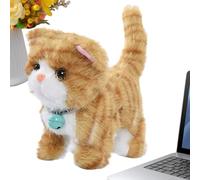 Gato de juguete electrónico - Peluche interactivo con sonido, mascota eléctrica que mueve la cola | Gatito que camina y canta realista para niños, niñas, preescolares, niños, adolescentes, amantes, re