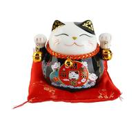 Gato de la Fortuna de cerámica China, Figuras de Estatua de Gato de la Suerte, Banco de la Suerte, 4,5 Pulgadas, Exquisito, Lindo, trae Suerte, Buen Deseo, cerámica, decoración de (Negra)