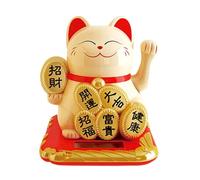 Gato de la fortuna ondulante solar de 2 5 pulgadas para decoración del hogar, decoración ecológica que promueve la buena fortuna y la felicidad (amarillo)
