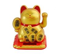Gato de la fortuna ondulante solar de 2 5 pulgadas para decoración del hogar, decoración ecológica que promueve la buena fortuna y la felicidad (dorado)