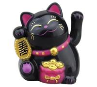 Gato de la solar - Riqueza ondulada Maneki Neko, 4x4x5,5 cm Decoraciones de estatua de gato con energía solar, estatuilla más feliz con brazo agitador para la oficina en casa felicidad de