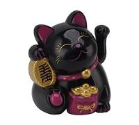 Gato de la suerte, 5.5 pulgadas Gato de la fortuna Gato del dinero Brazo que agita eléctrico Gato de la fortuna Gato de la suerte chino Gato de la suerte japonés Brazo que agita (MLY11020-5 Negro)
