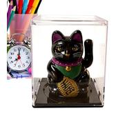 Gato de la suerte agitando | Decoración automática con energía solar, decoración de salpicadero de coche, para escritorio, tablero de coche, oficina, tienda, boda, Año Nuevo chino, inauguración de la