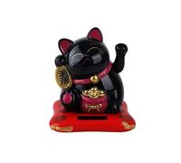 Gato de la suerte alimentado por energía solar de 2.5 pulgadas con la mano agitando la mano, decoración japonesa Maneki-Neko para el hogar, oficina, coche, decoración de festival lunar del último año