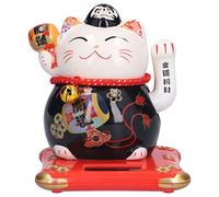 Gato de la Suerte con Energía Solar, Gato de Bienvenida de la Fortuna de la Suerte, Cerámica Maneki Neko, Gato de la Suerte para el Hogar, la Oficina Y el Automóvil, Gato Chino de Decoración(#3)