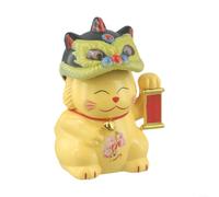 Gato de la suerte con la cabeza solar autónoma con capacidad de detección de luz para el interior del automóvil, decoración del hogar y acento del espacio de trabajo (amarillo)