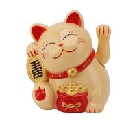 Gato de la suerte de 5,5 pulgadas, encantador brazo que agita, estatua de gato, decoraciones Maneki Neko Fortune Feng Shui, bienvenida, riqueza, prosperidad para recepción, (MLY11020-2 Amarilla)