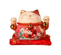 Gato de La Suerte de Cerámica, Estatua de Gato de La Suerte Que Agita de 4,5 Pulgadas Estatuilla del Gato de La Suerte Que Hace Señas Al Gato Adornado para Atraer Riqueza Apertura Comercial(Rosa)