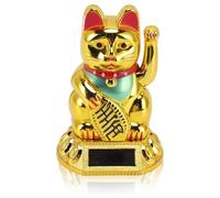 Gato de la suerte, de oro agitando el brazo de la suerte Fortune Cat Solar Powered lindo gato agitando buena suerte gato Fengshui Lucky para la decoración del hogar del coche,3.15x1.77x1.77inch(oro)
