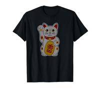 Gato de la Suerte, diseño Moderno de Maneki-Neko Camiseta gráfica económica, Hombre, Negro, M