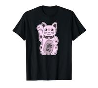 Gato de la Suerte, diseño Moderno de Maneki-Neko Camiseta gráfica económica, Hombre, Negro, XL