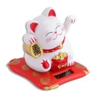 Gato De La Suerte, Gato De La Suerte Brazo Ondulante, Maneki Neko Gato Ondulante Chino Solar Fortune Cat Statue Decorations Pequeño Gato Que Agita El Sol, Gato Chino De La Suerte Que Agita El Brazo