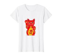 Gato de la Suerte Gatos Lindos Maneki-Neko Gato anguloso Camiseta gráfica económica, Mujer, Blanco, XL