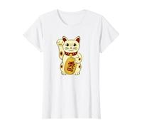 Gato de la Suerte Gatos Lindos Maneki-Neko Gato anguloso Camiseta gráfica económica, Mujer, Blanco, XL