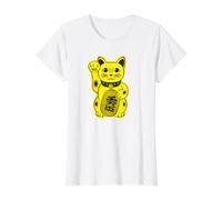 Gato de la Suerte Gatos Lindos Maneki-Neko Gato anguloso Camiseta gráfica económica, Mujer, Blanco, XS