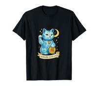 Gato de la suerte Maneki-Neko de porcelana azul que trae buena suerte Camiseta