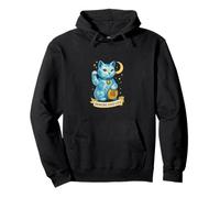 Gato de la suerte Maneki-Neko de porcelana azul que trae buena suerte Sudadera con Capucha