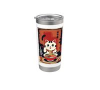 Gato de la suerte Maneki Neko Lucky Ramen sopa gato amuleto de la suerte Vaso térmico de acero inoxidable de doble pared