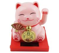 Gato de la suerte Mini Maneki-neko medalla solar 5cm Lucky Cat rosa