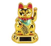 Gato de la Suerte que Agita el Brazo, Gato que Agita con Energía Solar Gato Chino de la Fortuna para Dar la Bienvenida a la Fortuna Suerte Riqueza Prosperidad Feng Shui en la (Dorado)