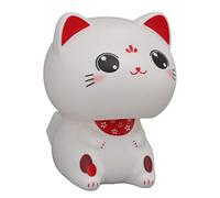 Gato de la Suerte Que Asiente con la Cabeza, Mini Gato de la Suerte con Energía Solar, Restaurantes, Salpicadero de Coche, Decoración Feng Shui para la Suerte de la Felicidad de (con Ojos Grandes)