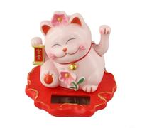 Gato de la suerte solar sensible a la luz con movimiento suave de la mano para escritorio, mesa, alféizar de ventana, soporte de coche, símbolo de riqueza y suerte Feng Shui (2312-rosa)
