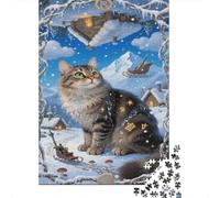 Gato de los Bosques de Noruega Puzzles 1000 Piezas Adecuado para Adultos Puzzle Imposible Gato de los Bosques de Noruega Retos Educativos Puzzle Primitivo De Madera Bonito Regalo 1000pcs (75x50cm)