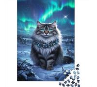 Gato de los Bosques de Noruega Puzzles Pour Adultes 1000 Teile Jeu Éducatif Jouets Défi Artisanat Cadeau Famille Décor À La Maison Jeu D'adresse Pour Toute La Famille 1000pcs (75x50cm)
