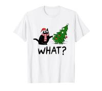 Gato de Navidad con árbol Qué Divertido diseño navideño Presente Camiseta