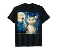 Gato de Noche Estrellada, Gato Van Gogh, Amante de los Gatos, mamá de Gato, papá Gato Camiseta