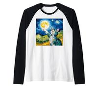 Gato de Noche Estrellada, Gato Van Gogh, Amante de los Gatos, mamá de Gato, papá Gato Camiseta Manga Raglan
