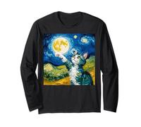 Gato de Noche Estrellada, Gato Van Gogh, Amante de los Gatos, mamá de Gato, papá Gato Manga Larga